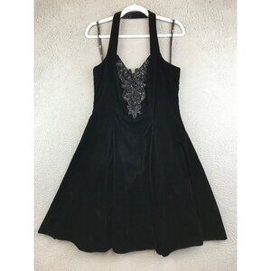 Vintage Jump 1990s Black Fit and Flare Halter Neck Dress size 11